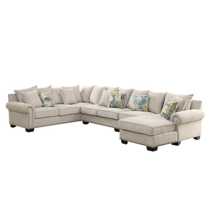 Riti Contemporary Ivory Fabric 4-piece Sectional