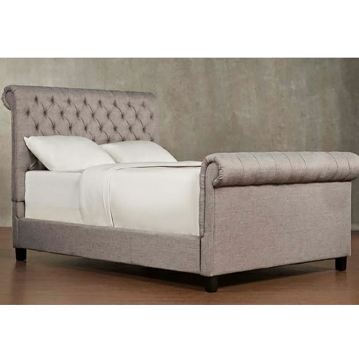 Rolled Tufted Headboard Bed