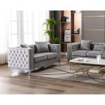 Silver Orchid Winters Velvet Loveseat