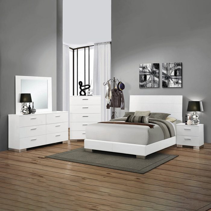 wood bed in white color