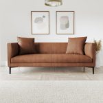 Tan Brown Faux Leather 3 Seater Sofa – Fatima Furniture