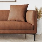 Tan Brown Faux Leather 3 Seater Sofa – Fatima Furniture