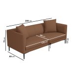 Tan Brown Faux Leather 3 Seater Sofa – Fatima Furniture