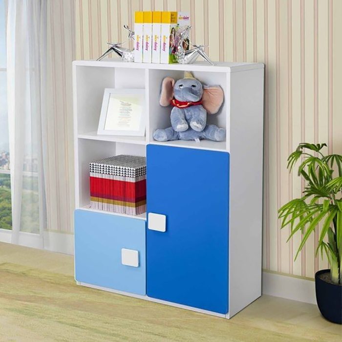 Three Layer Bookcase in Blue and White Colour