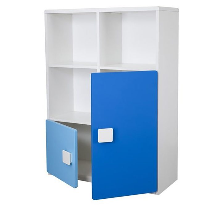 Three Layer Bookcase in Blue and White Colour