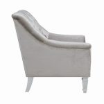 Traditional gray fabric tufted curved back sofa