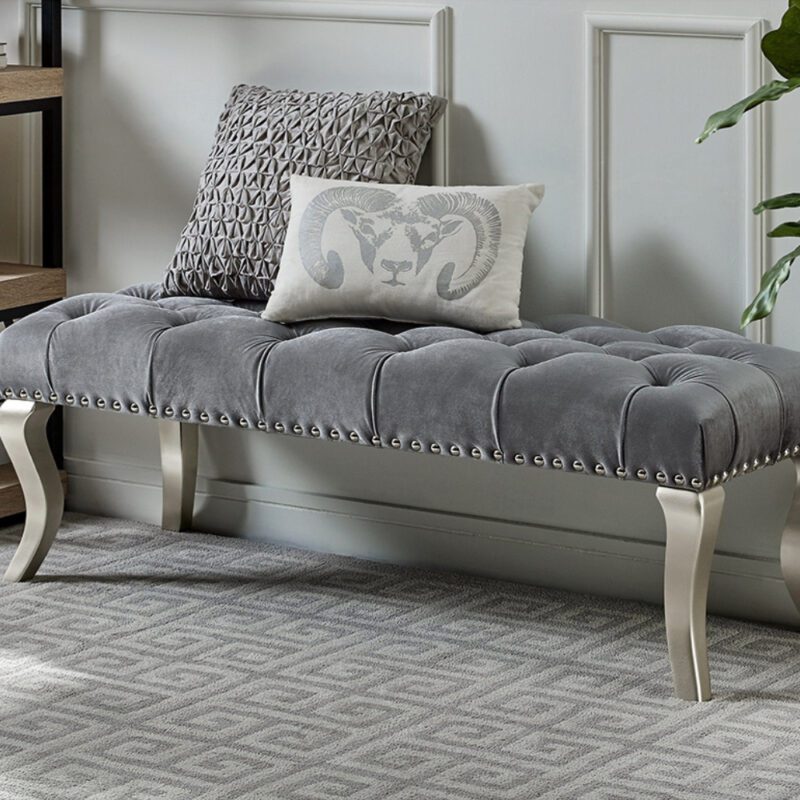 Arm Velvet Tufted Upholstered Bench Fatima Furniture