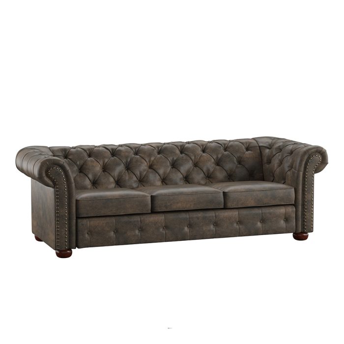 Tufted Scroll Arm Chesterfield Sofa