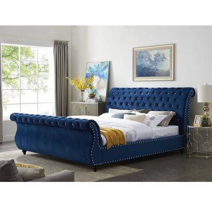 Tufted Upholstered Sleigh Bed