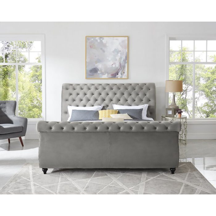 Tufted Upholstered Sleigh Bed