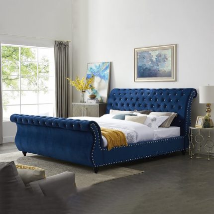 Tufted Upholstered Sleigh Bed