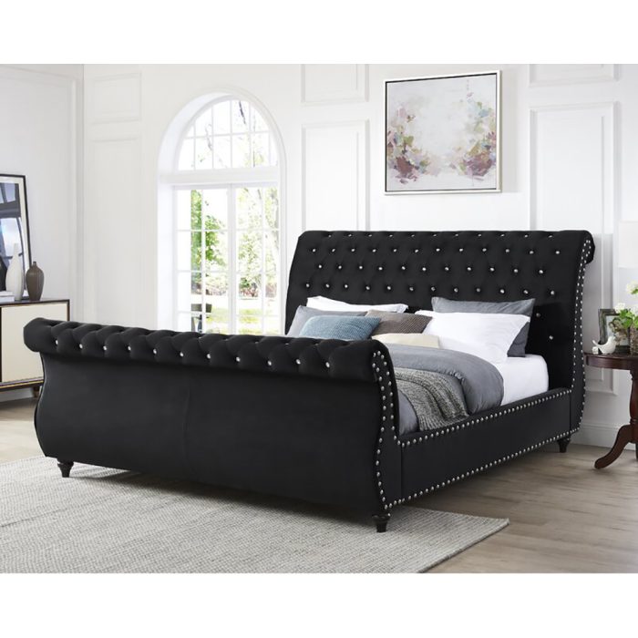 Tufted Upholstered Sleigh Bed