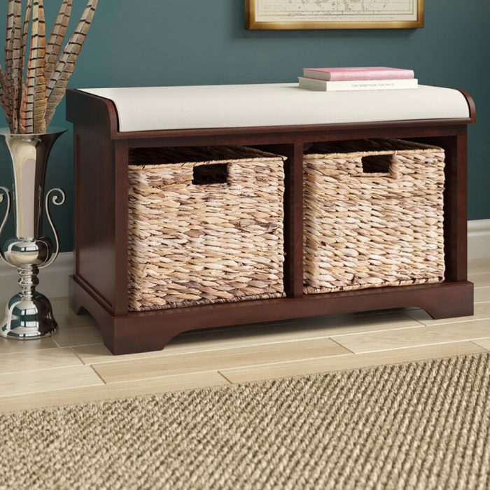 Upholstered Cubby Storage Bench