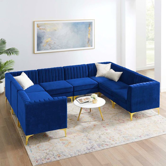 Valencia Channel Tufted Velvet 8 Piece Sectional Sofa