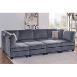 Velvet Grey Modular Sectional Sofa