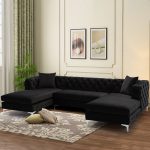 Velvet Upholstered U-Shaped Sectional Sofa