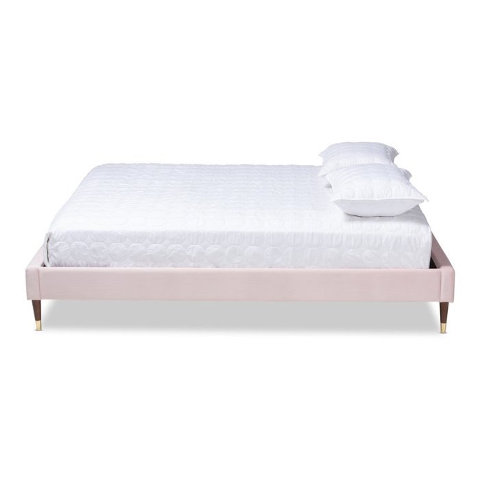 Volden Glam And Luxe Light Pink Velvet Upholstered Bed 2
