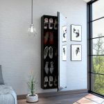 Wall Mounted Shoe Rack with Mirror