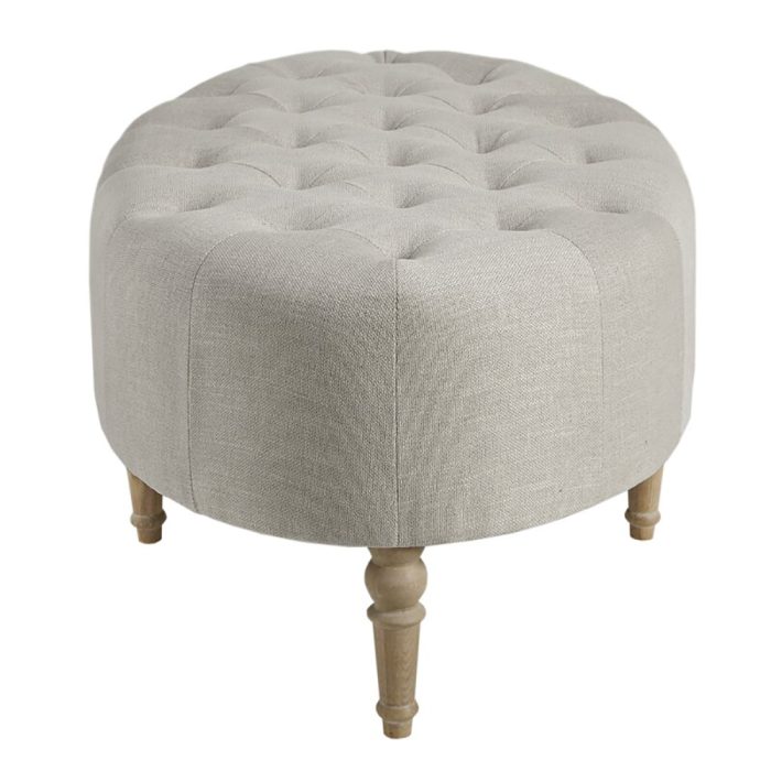 Wide Tufted Oval Standard Ottoman