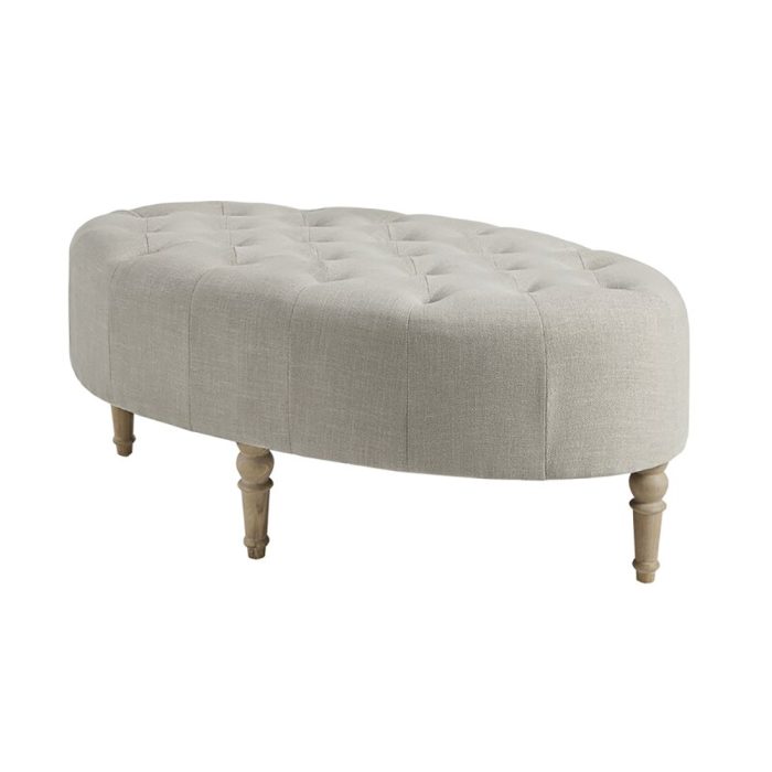 Wide Tufted Oval Standard Ottoman