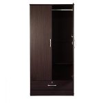 Yukio 2 Door Wardrobe with 1 Drawer in Walnut Finish