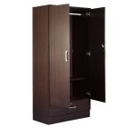 Yukio 2 Door Wardrobe with 1 Drawer in Walnut Finish