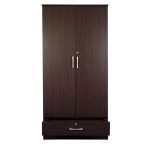 Yukio 2 Door Wardrobe with 1 Drawer in Walnut Finish