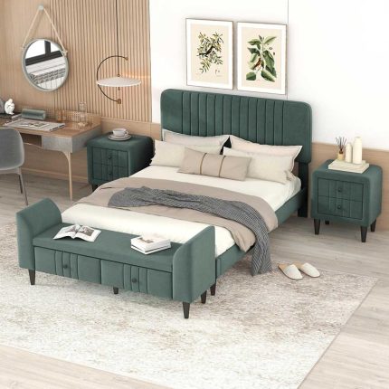 A beautiful Upholstered Platform Bed featuring a padded headboard gives your bedroom a contemporary chic look, and it is filled with thick foam that adds extra comfort and extra stability