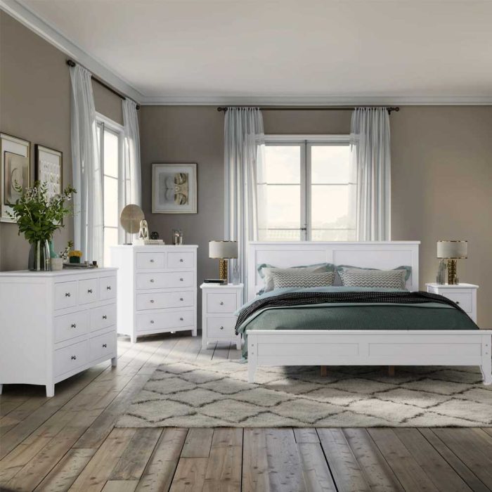 Fatima Furniture Bedroom Set, bed, nightstand x 2, chest, dresser