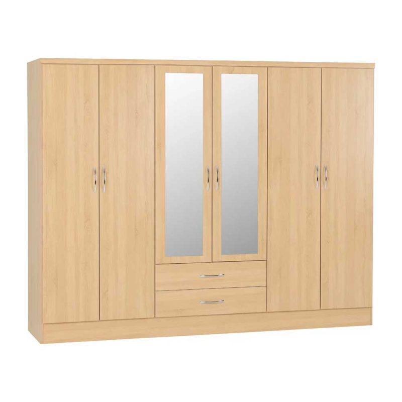 6 Door Manufactured Wood Wardrobe Cabinet