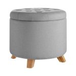 Button Tufted Round Storage Ottoman