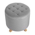 Button Tufted Round Storage Ottoman