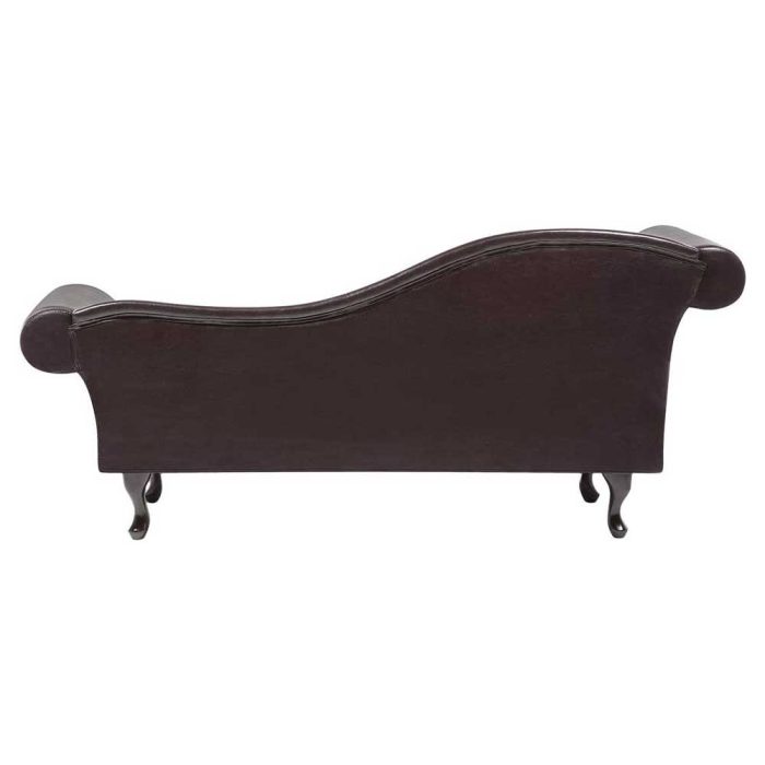 Chesterfield Brown Faux Leather Chaise Lounge