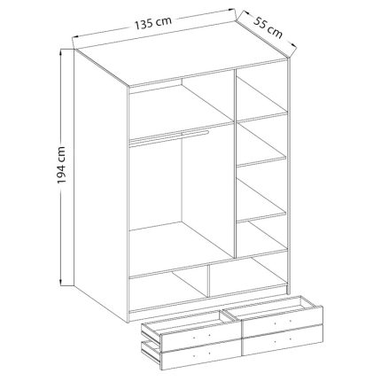 Estephania 3 Door Lamination wood Wardrobe - Fatima Furniture