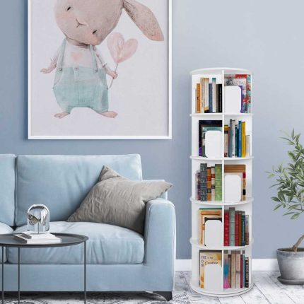 Fatima Furniture 5-Tier Rotating Bookshelf