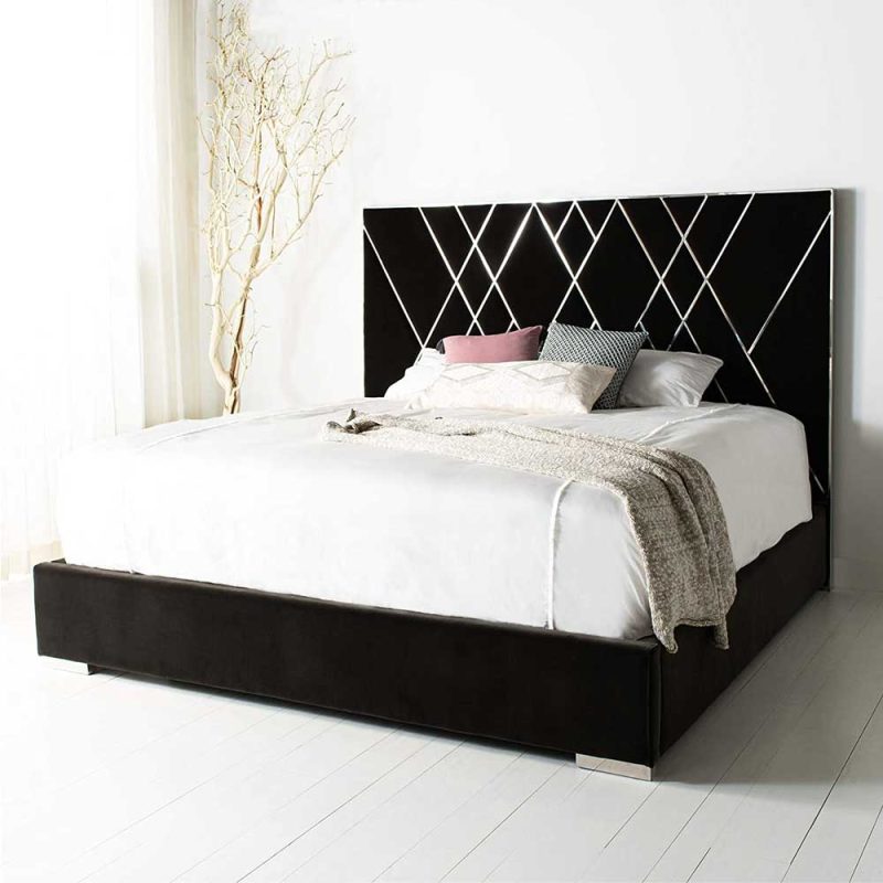 French Velvet Upholstered Bed