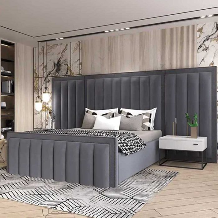 Modern Velvet Upholstered Platform Bed