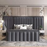 Modern Velvet Upholstered Platform Bed