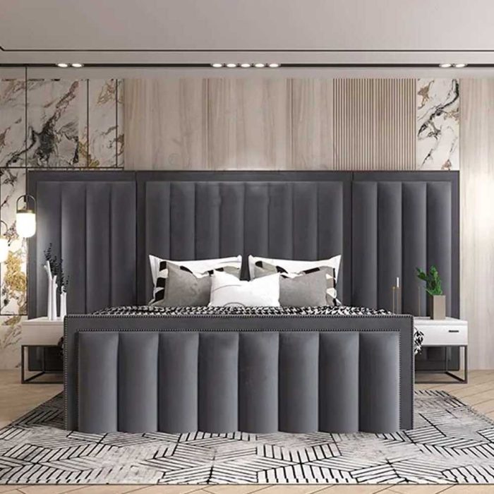 Modern Velvet Upholstered Platform Bed