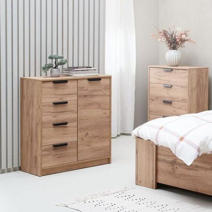 Jenslev Series Veneer Oak Bedroom Set